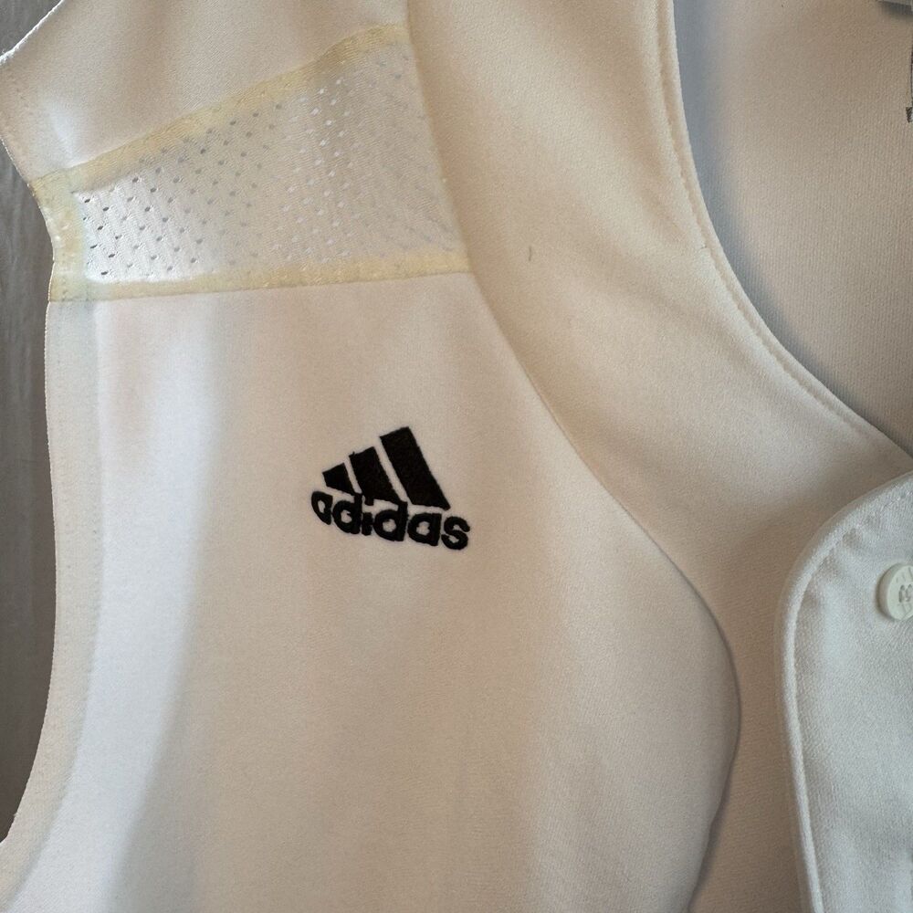 Adidas Men's Sleeveless Medium White Baseball Shirt Jersey Button Front - Picture 5 of 8